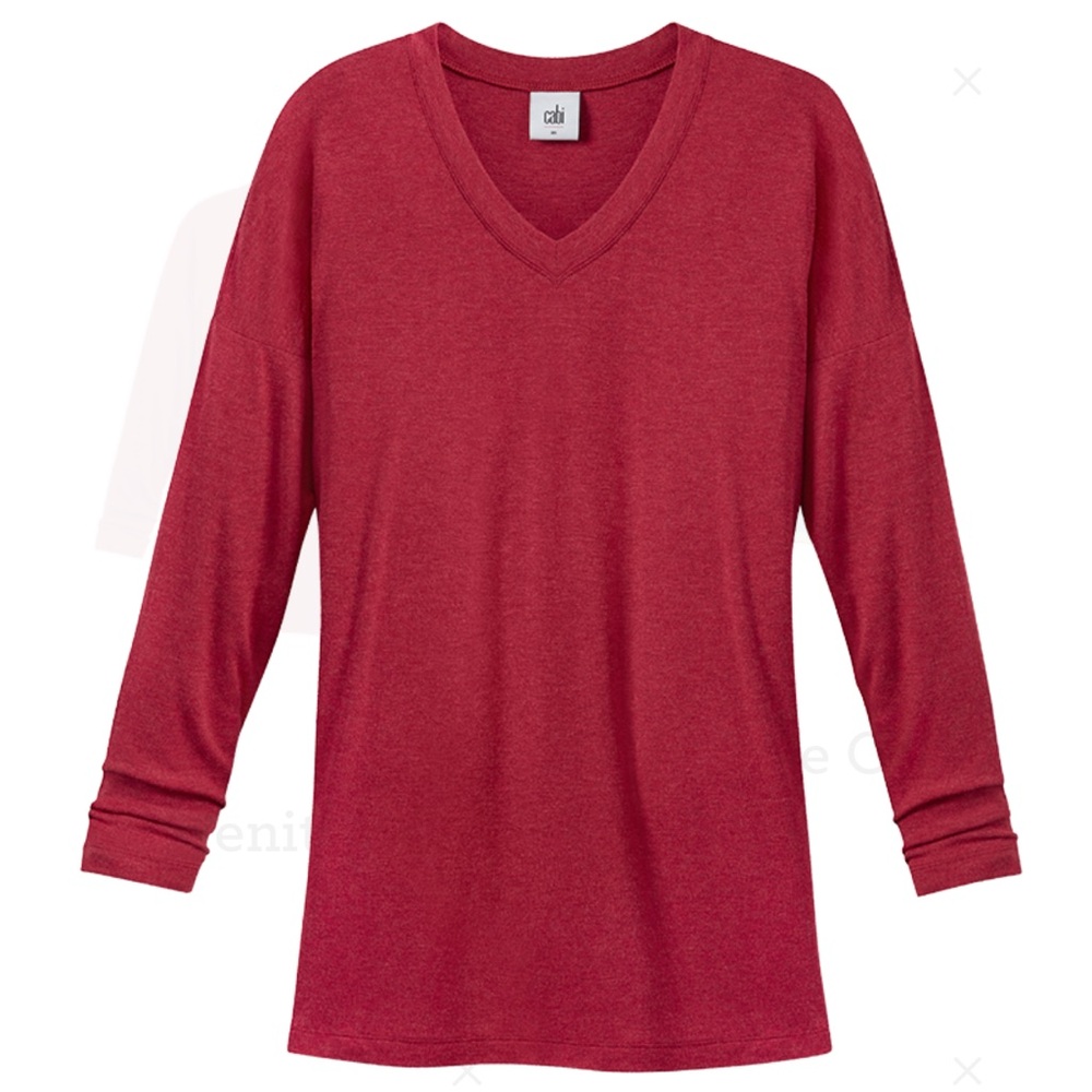 Cabi Firebrick-colored V-Neck Long Sleeve Tee